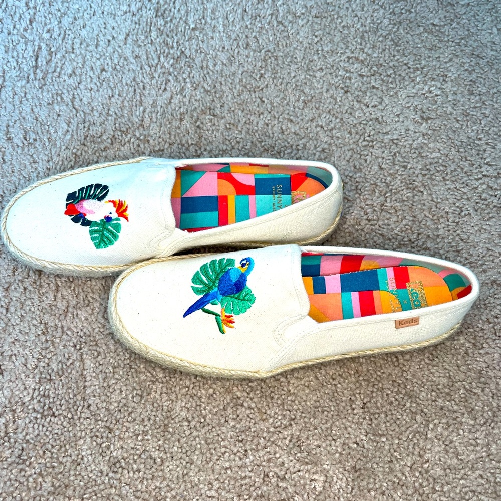 Keds Sunnylife Espadrille Embroidered Parrot Shoes